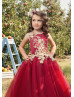 Sleeveless Lace Tulle Corset Back Floor Length Flower Girl Dress